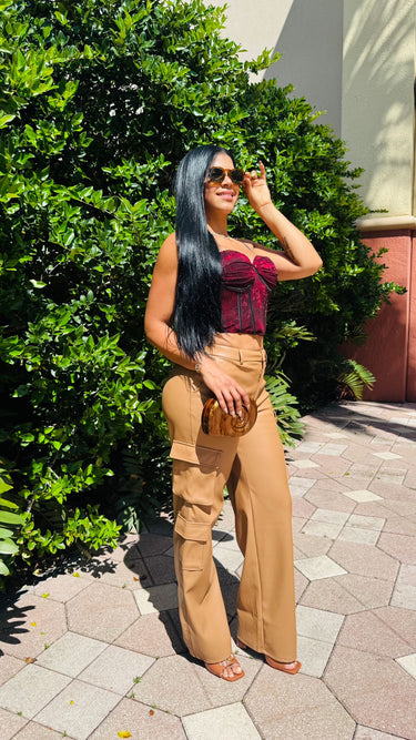 Luxe Utility Cargo Pants - Nude - Palazzo Couture Online