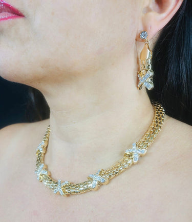 Luxe X - Cross Necklace Set (Gold) - Palazzo Couture Online
