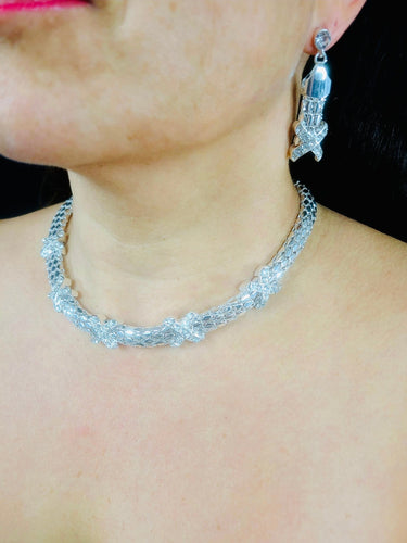 Luxe X - Cross Necklace Set (Silver) - Palazzo Couture Online