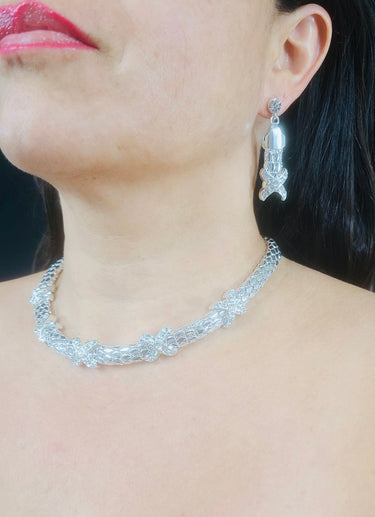 Luxe X - Cross Necklace Set (Silver) - Palazzo Couture Online