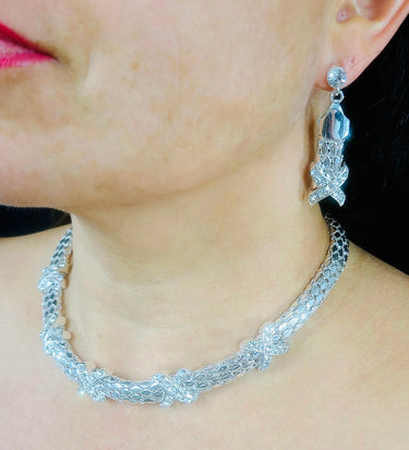 Luxe X-Cross Necklace Set (Silver) - women's statement jewelry