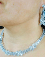 Luxe X-Cross Necklace Set (Silver) for women - fashion jewelry by Palazzo Couture
