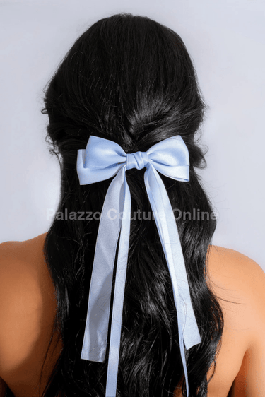 Luxury Double Ribbon Hair Bow (Baby Blue) - Palazzo Couture Online
