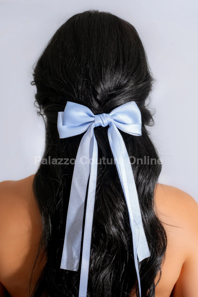 Luxury Double Ribbon Hair Bow (Baby Blue) One Size / Baby Blue