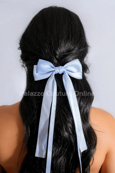Luxury Double Ribbon Hair Bow  (Baby Blue) - view 2