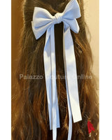 Luxury Double Ribbon Hair Bow  (Baby Blue) - front view