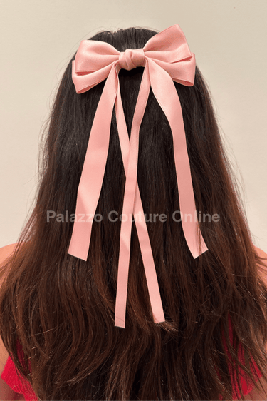 Luxury Double Ribbon Hair Bow (Pink) - Palazzo Couture Online