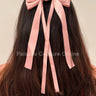 Luxury Double Ribbon Hair Bow  (Pink) - front view