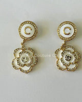 Luxury Flower Drop Earrings – Black and Gold Crystal Statement - chic women's accessory