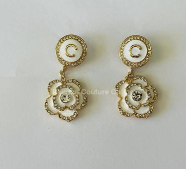 Luxury Flower Drop Earrings – Black and Gold Crystal Statement - chic women's accessory