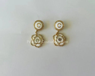 Luxury Flower Drop Earrings – Black and Gold Crystal Statement - trendy women's jewelry