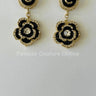 Luxury Flower Drop Earrings – Black and Gold Crystal Statement for women - fashion jewelry by Palazzo Couture