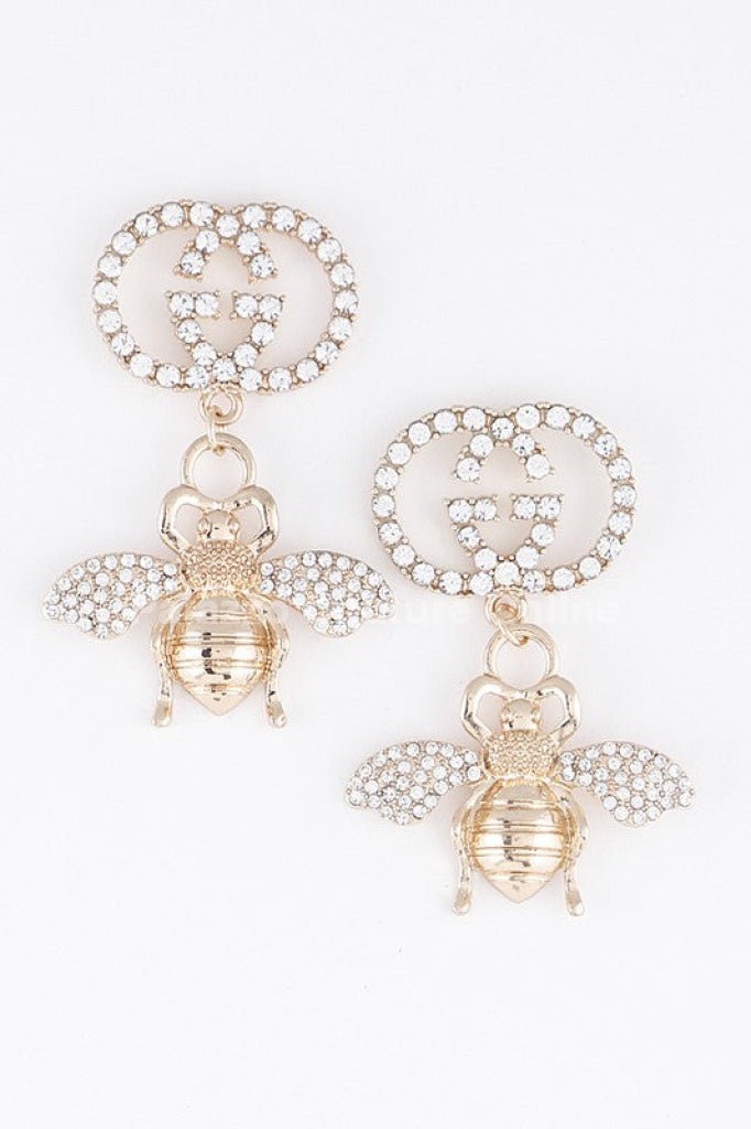 Luxury Killer Bee Drop Earrings One Size / Gold Clear