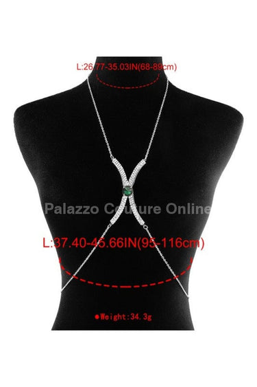 Luxury Sexy Green Crystal Body Chain Body Jewelry - Palazzo Couture Online