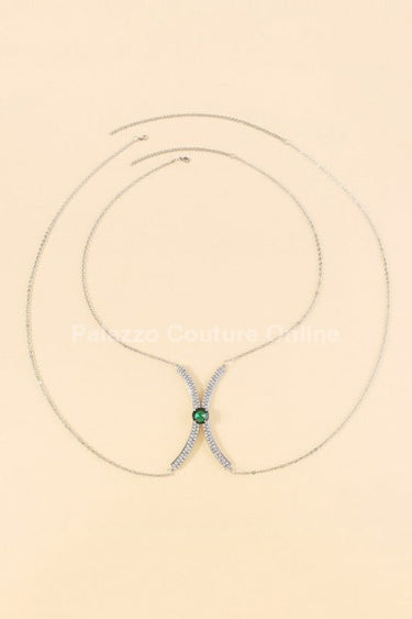 Luxury Sexy Green Crystal Body Chain Body Jewelry - Palazzo Couture Online