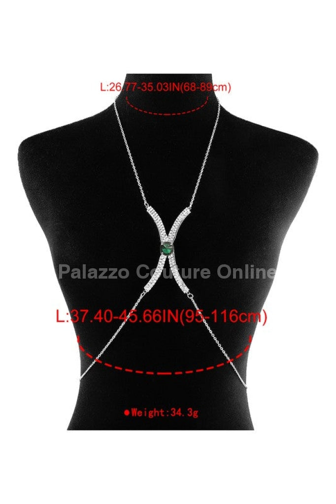 Luxury Sexy Green Crystal Body Chain Jewelry Necklaces