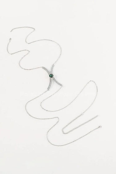 Luxury Sexy Green Crystal Body Chain Body Jewelry - elegant piece by Palazzo Couture