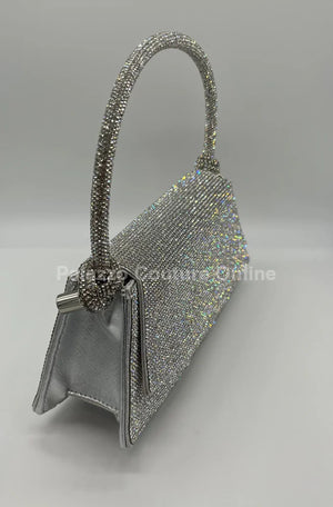 Maddie Rhinestone Silver Handbag Hand Bag