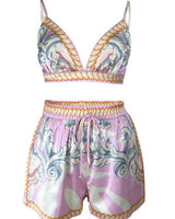 Majestic Mandala 3pc Short Set (Pink) - Palazzo Couture Online