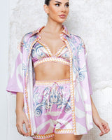 Majestic Mandala 3pc Short Set (Pink) - Palazzo Couture Online
