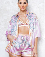 Majestic Mandala 3pc Short Set (Pink) front view showing complete two piece short set