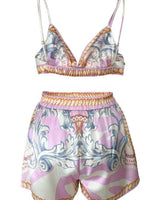 Majestic Mandala 3pc Short Set (Pink) side view showing shorts fit and silhouette