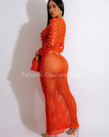 Make You Feel Cover Up Maxi Dress (Orange) - chic beach wear by Palazzo Couture