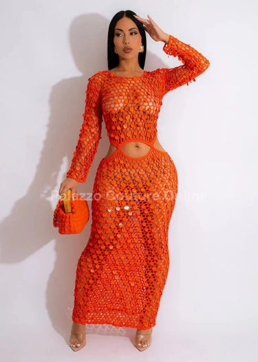 Make You Feel Cover Up Maxi Dress (Orange) - women's swimsuit cover up