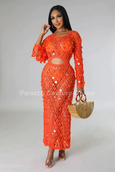 Make You Feel Cover Up Maxi Dress (Orange) - summer beach essential