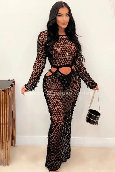 Make You Feel Cover Up Maxi Dress (Black) for women - beach cover up by Palazzo Couture