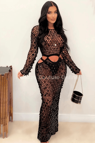 Make You Feel Cover Up Maxi Dress (Black) - Palazzo Couture Online