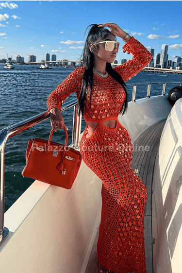 Make You Feel Cover Up Maxi Dress (Orange) - Palazzo Couture Online