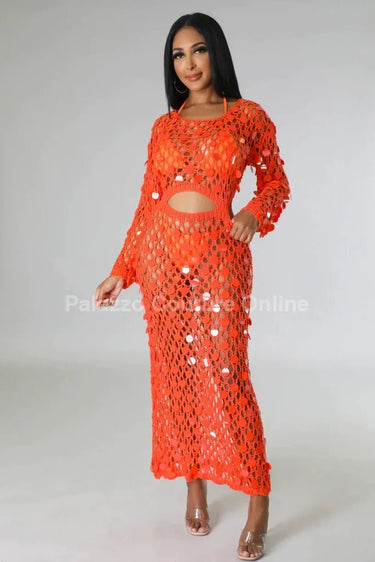 Make You Feel Cover Up Maxi Dress (Orange) - Palazzo Couture Online