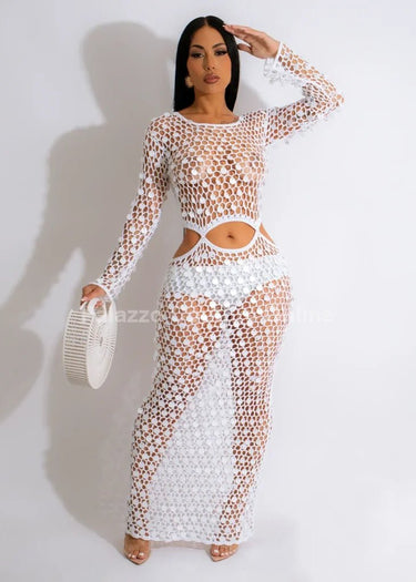 Make You Feel Cover Up Maxi Dress ( White) - Palazzo Couture Online