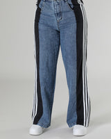 Non-stretch wide leg pants with pockets for women