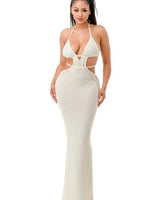 Malibu Crochet Cover Up Maxi Dress (White) - front view