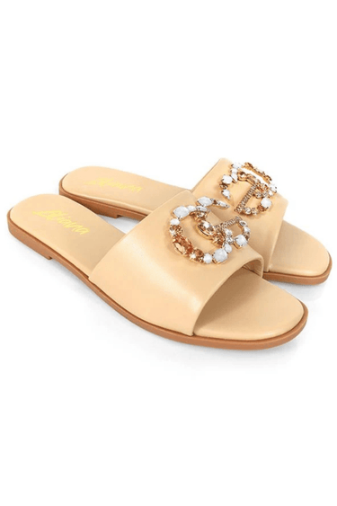 Mandy Elegant Jewel Slide Sandals - Palazzo Couture Online