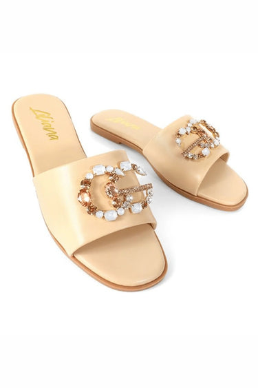 Mandy Elegant Jewel Slide Sandals - comfortable summer shoes for women