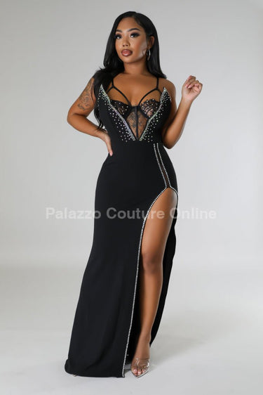 Marcia Glam Maxi Dress (Black) - Palazzo Couture Online