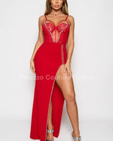 Marcia Glam Maxi Dress (Red) - Palazzo Couture Online