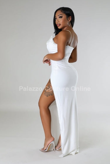 Marcia Glam Maxi Dress White - Palazzo Couture Online