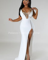 Marcia Glam Maxi Dress White - Palazzo Couture Online