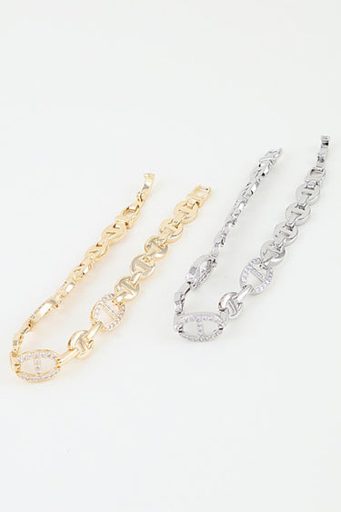 Bejeweled Mariner Chain Bracelet – Pavé Crystal Link Bracelet