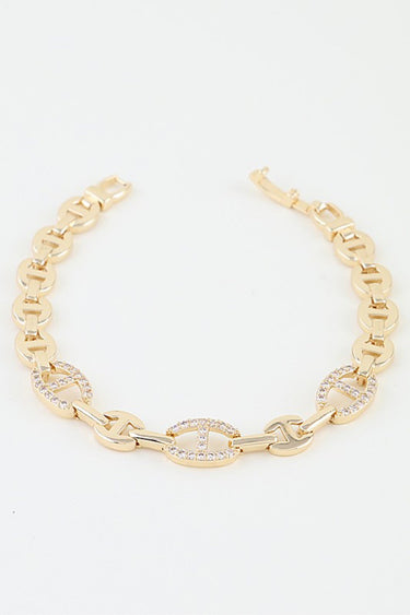 Bejeweled Mariner Chain Bracelet – Pavé Crystal Link Bracelet
