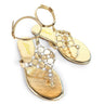 Marlo Rhinestone Faux Jeweled Flat Sandals - Gold - Palazzo Couture Online