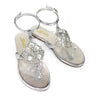 Marlo Rhinestone Faux Jeweled Flat Sandals - Silver - Palazzo Couture Online