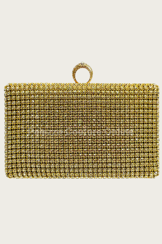 Marquise Diamonds Rhinestones Clutch Gold / One Size Hand Bag