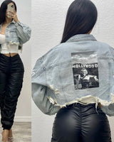 Marylin Monroe Graphic Denim Jacket - trendy layering piece for women