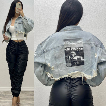 Marylin Monroe Graphic Denim Jacket - trendy layering piece for women