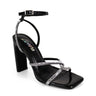 Mayan Luxe Black Block Heels with Rhinestone Straps for women - stylish heels by Palazzo Couture
